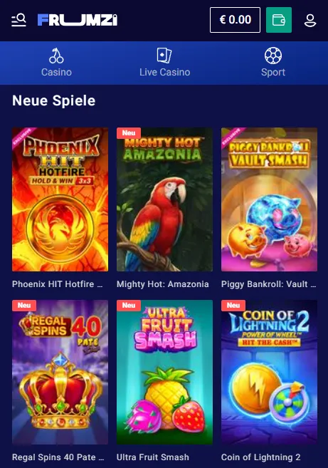 Frumzi mobile Website im Browser