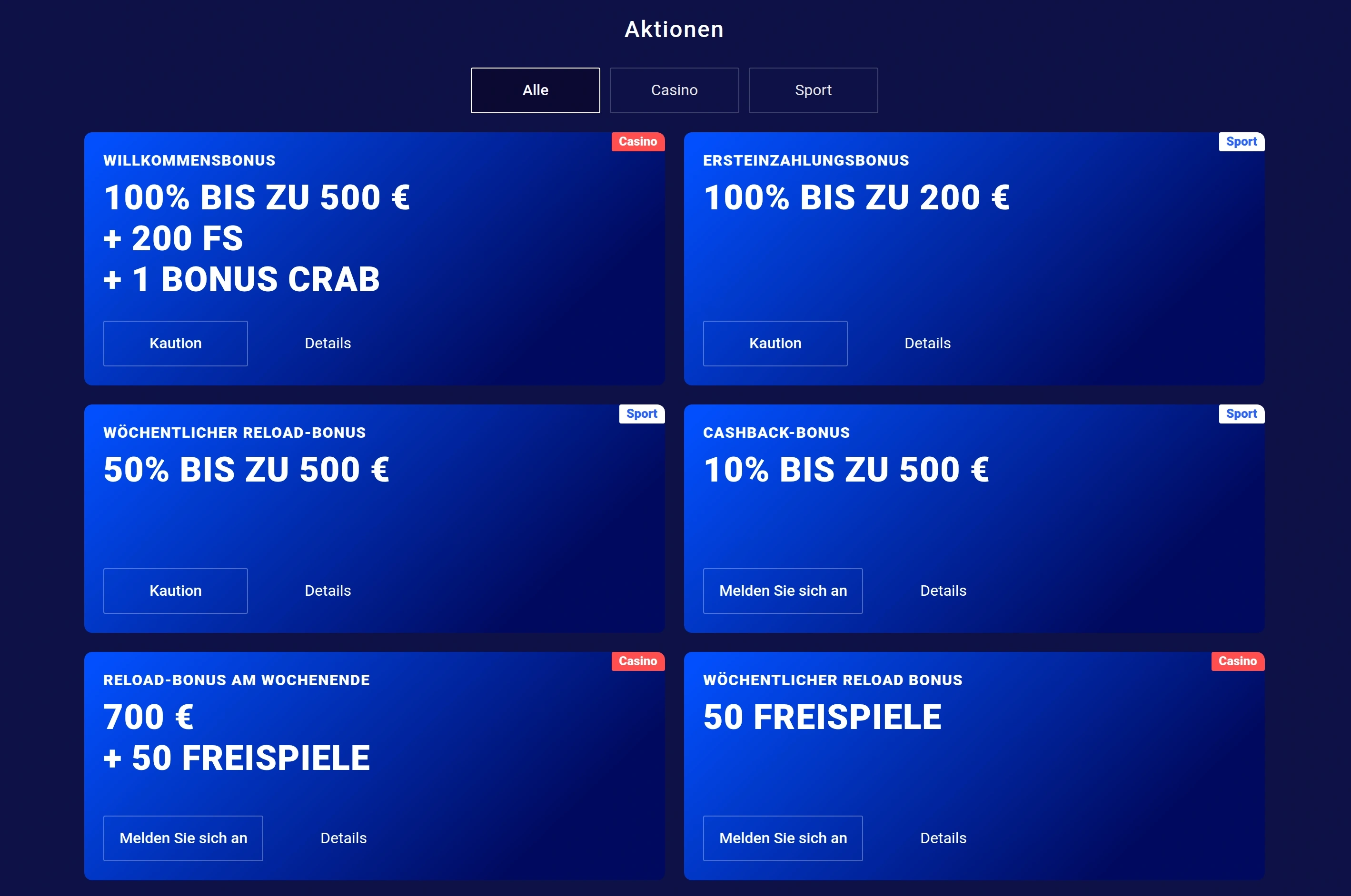 Bonus Auswahl