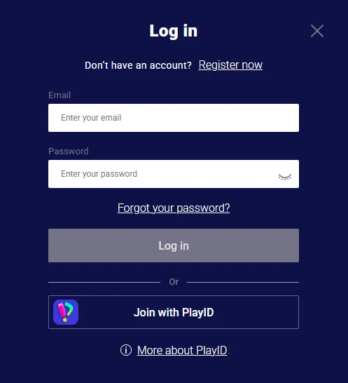 Frumzi account login screen with password recovery option