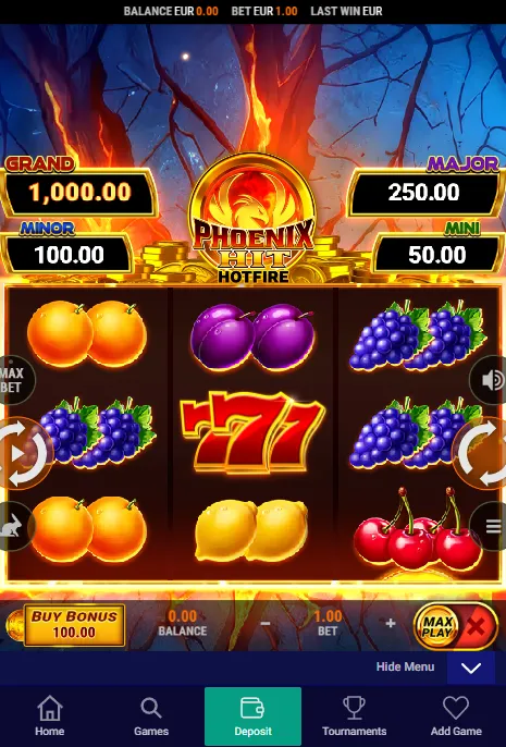 Frumzi casino game categories in mobile browser