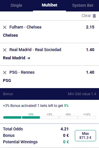 Cash Out feature shown in Frumzi bet slip