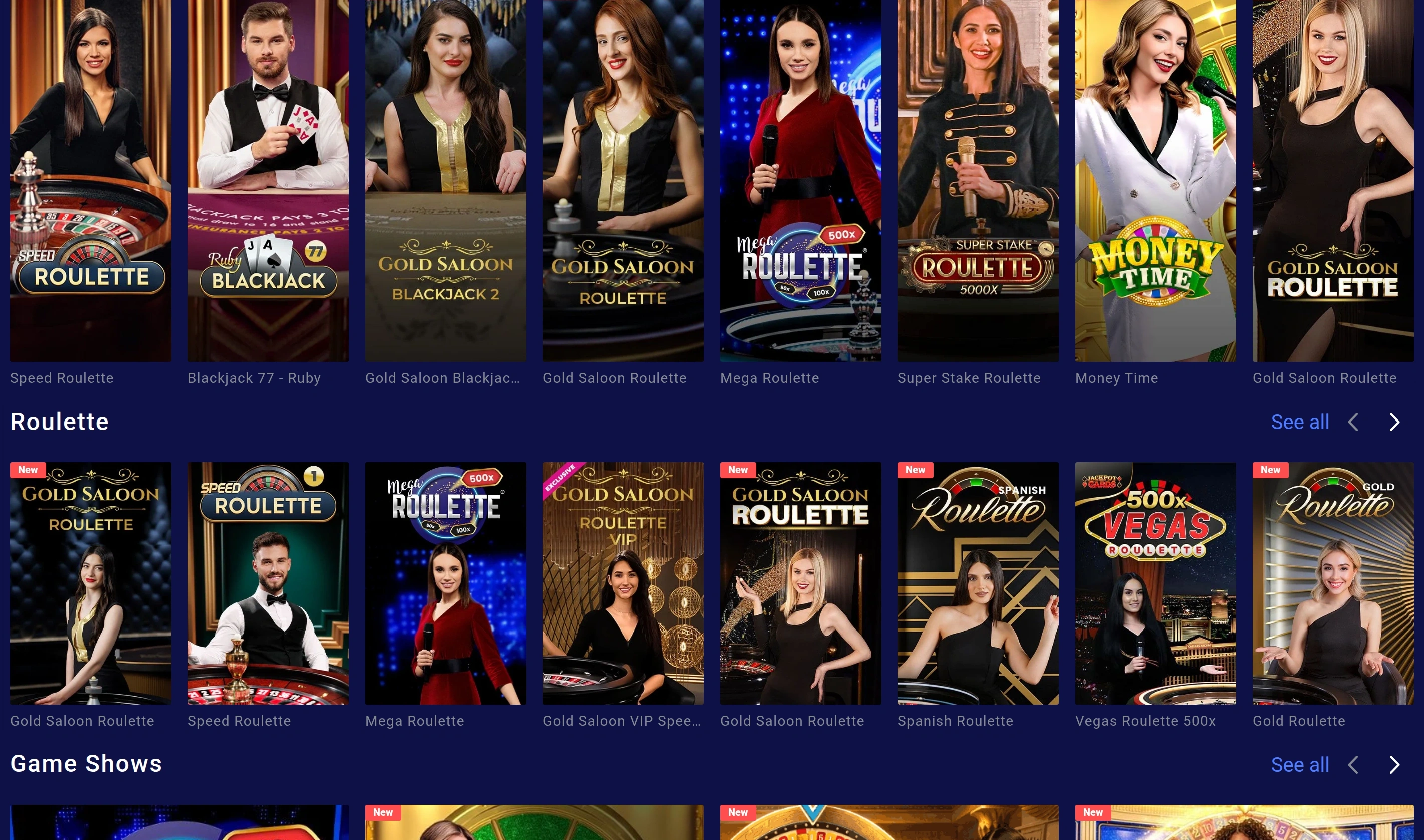 Frumzi live casino dealer tables and game shows