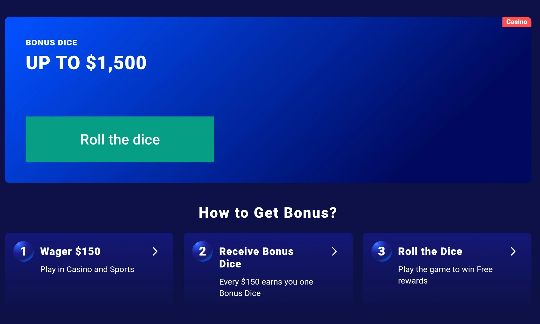 Sports betting screen and Frumzi bonus details