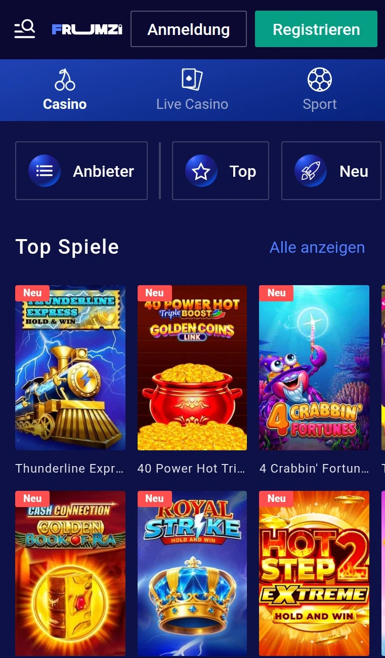 Frumzi mobile Browseransicht