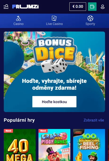 Mobilní hraní v prohlížeči Frumzi