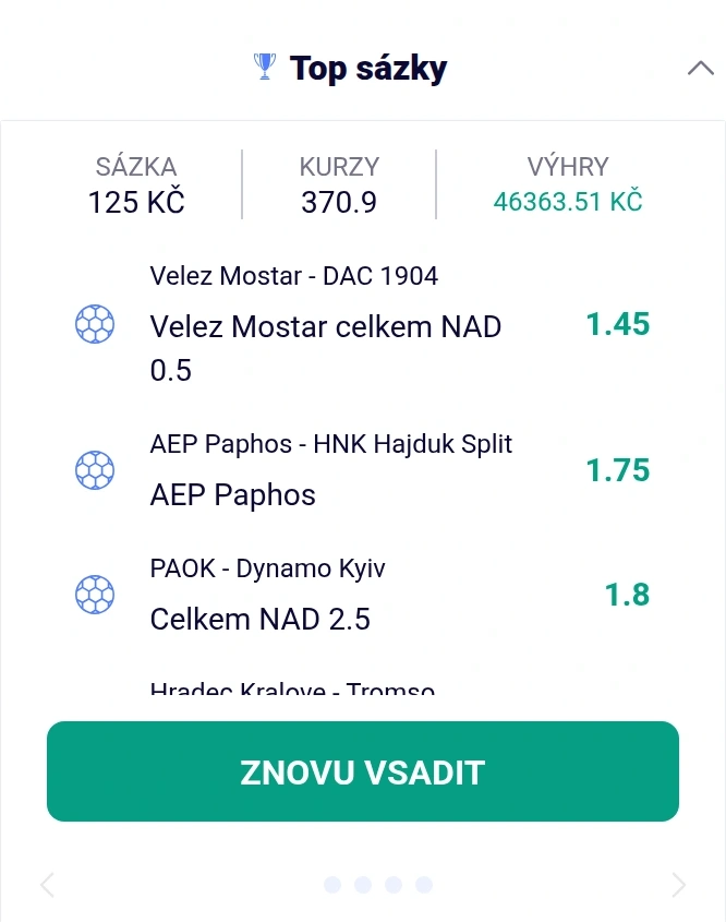 Živé sázky a aktualizované kurzy zápasů