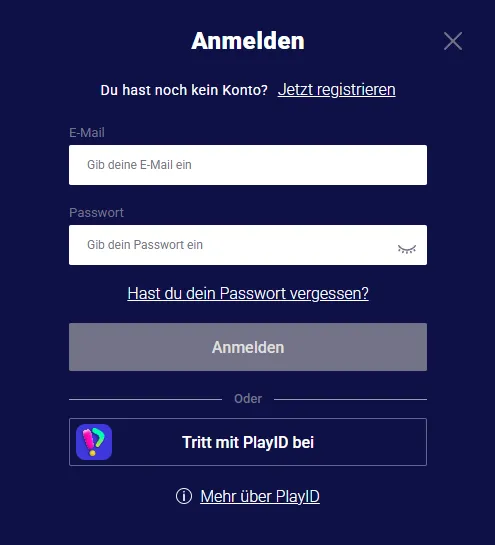 Anmeldemaske für den sicheren Zugang zum Frumzi-Konto