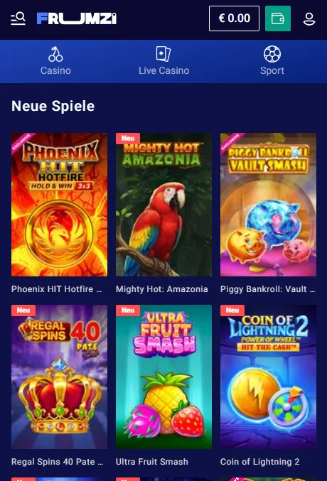 Frumzi mobile Browseransicht