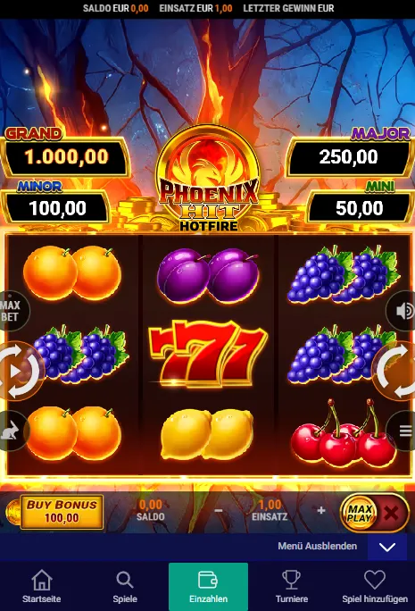 Mobile Spielkarten und Kategorien im Frumzi-Casino