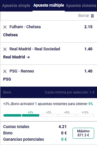 Bet Builder para mercados elegibles