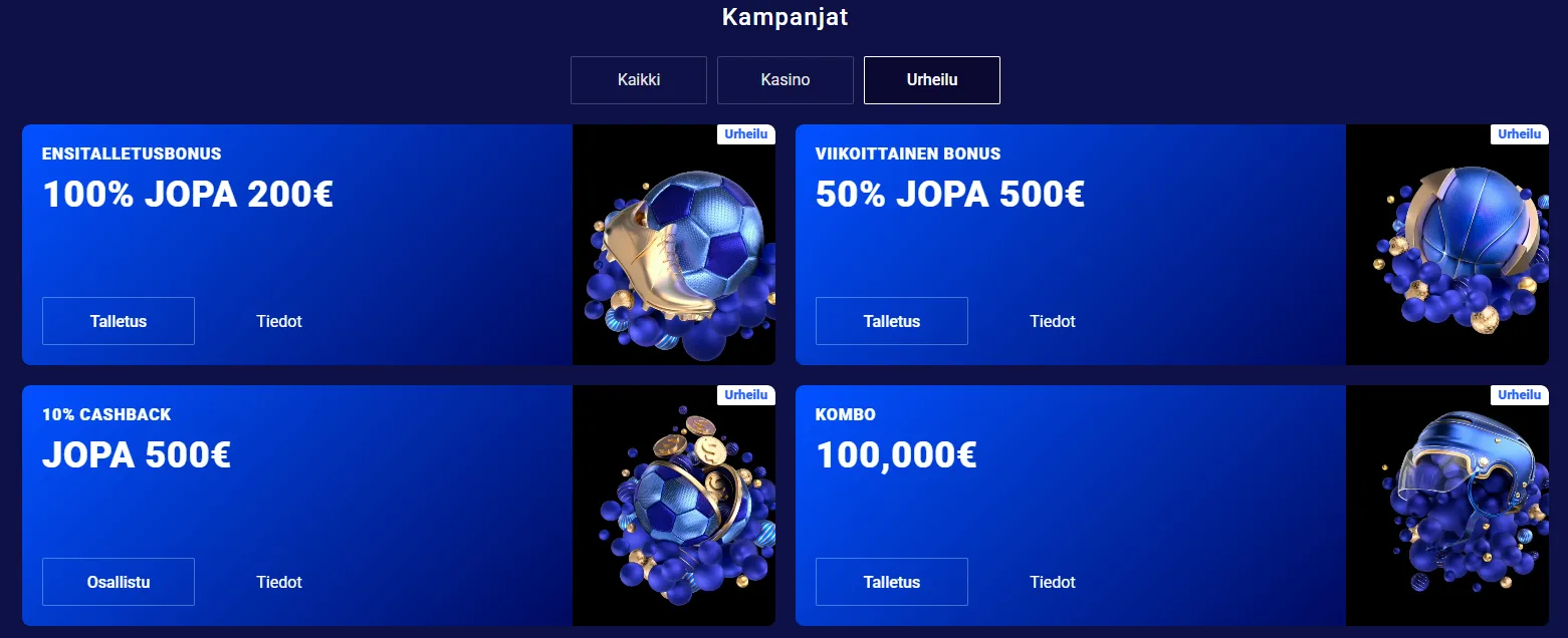 Frumzin urheiluvedonlyönnin tarjoukset