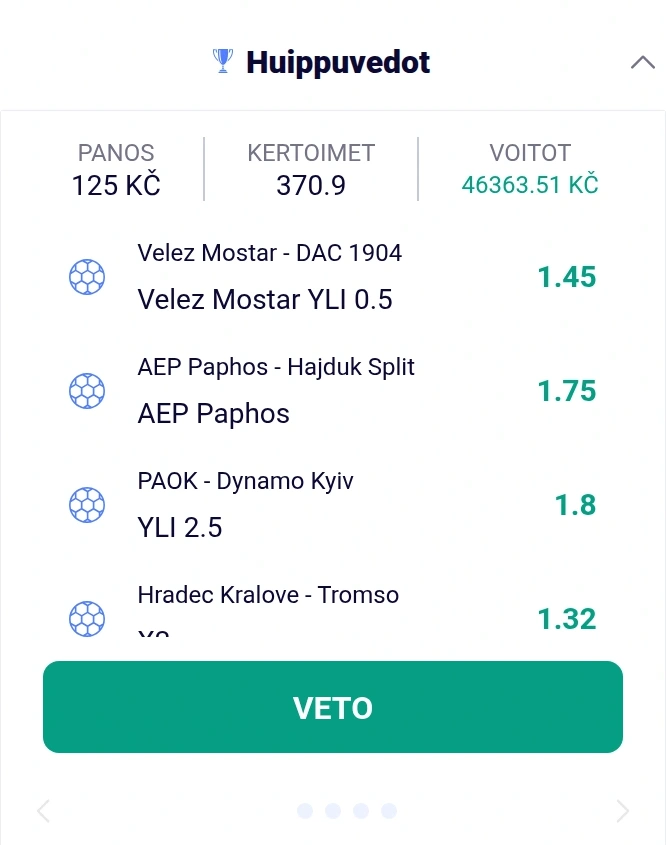 Näkyvä vetokuponki Frumzin vedonlyöntinäkymässä