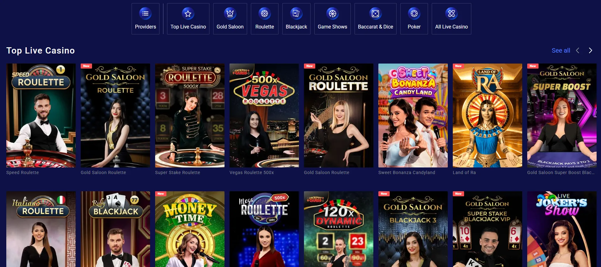Frumzi live casino tables and dealer games