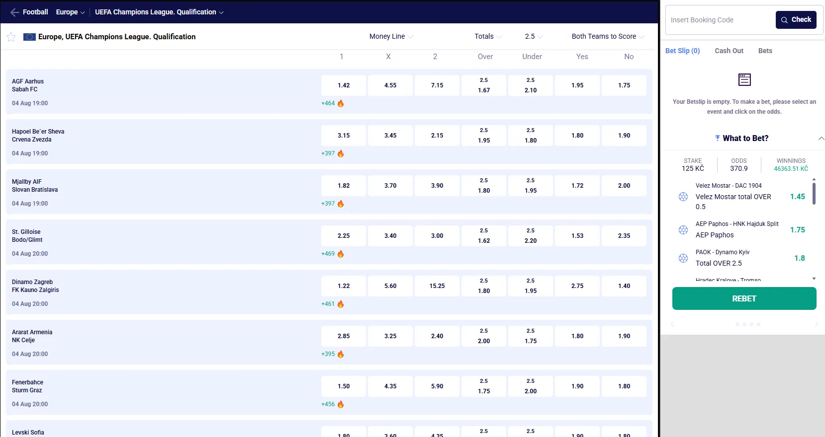 Bet Builder feature for one event selections