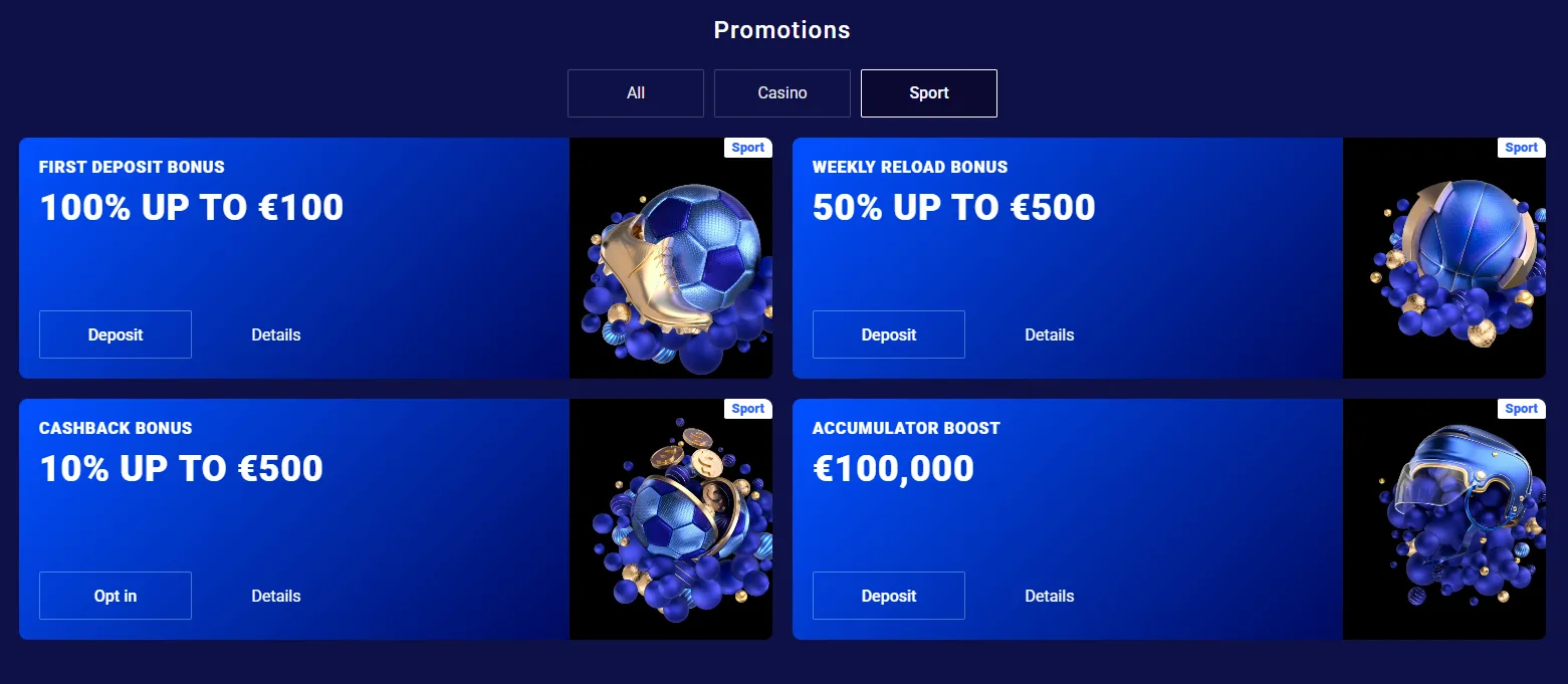 Sports promotions and betting bonus cards