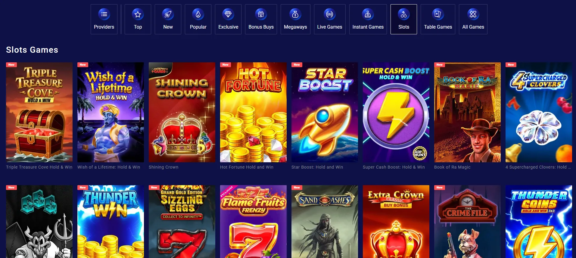 Frumzi slots and game category cards