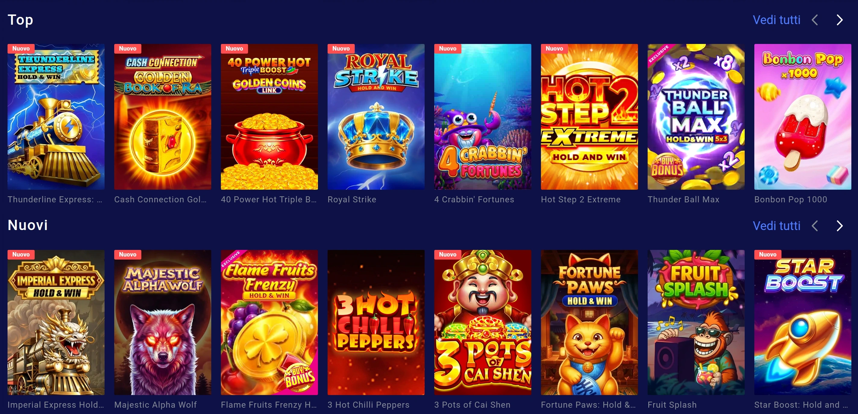 Categorie della lobby del casinò Frumzi