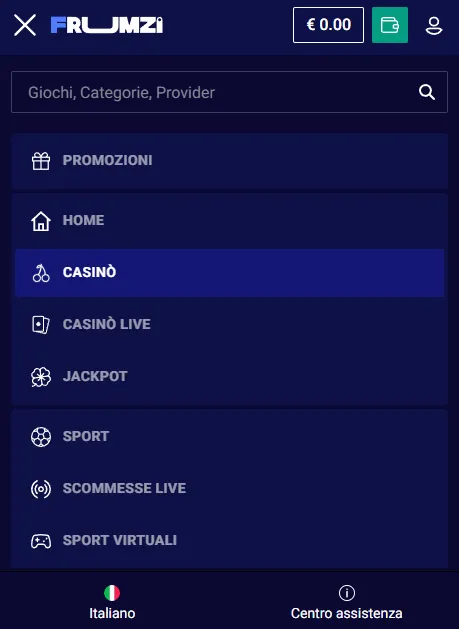 Schermate del sito mobile responsive Frumzi