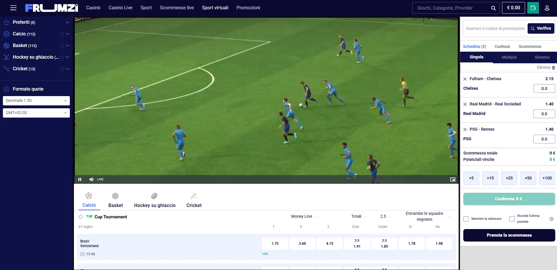 Tipi di puntata nello sportsbook Frumzi