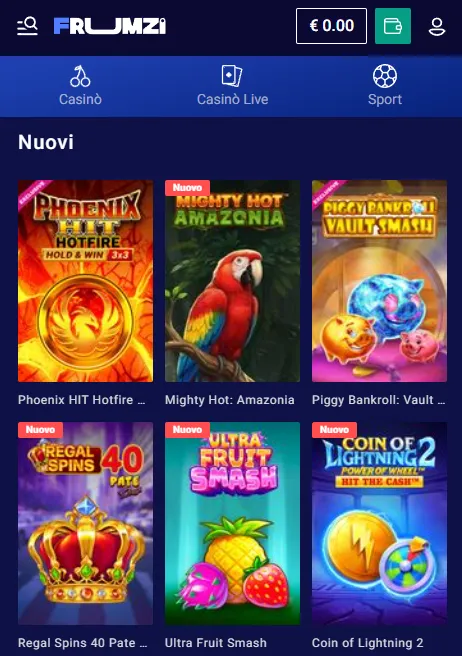 Accesso mobile al sito Frumzi