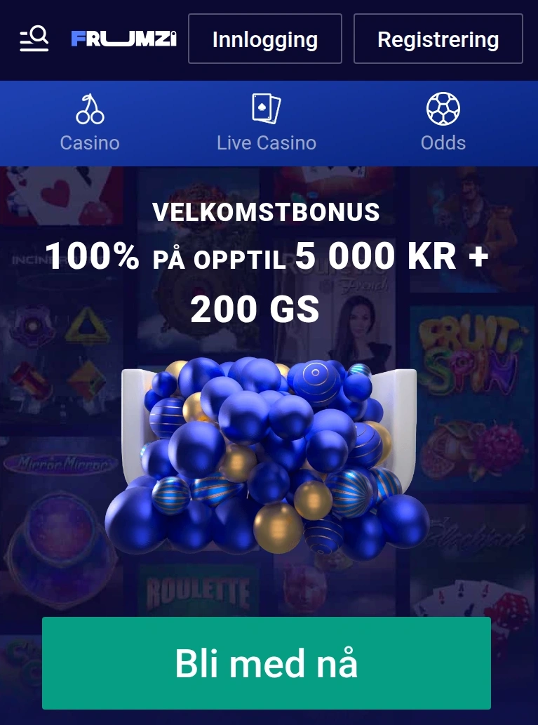 Mobilnettleser med Frumzi kasino og sportsbetting