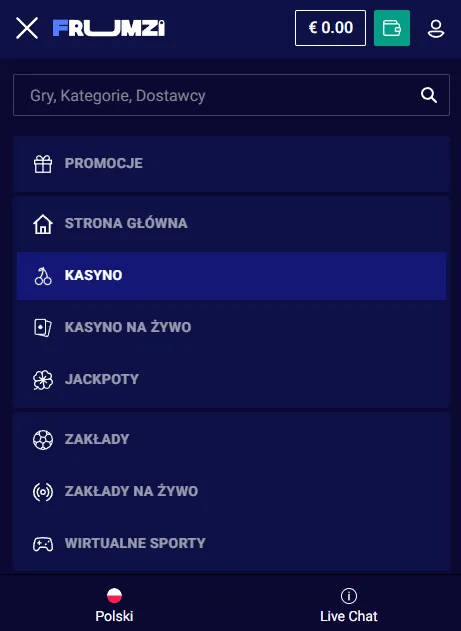 Ekran mobilnego serwisu Frumzi z ofertą
