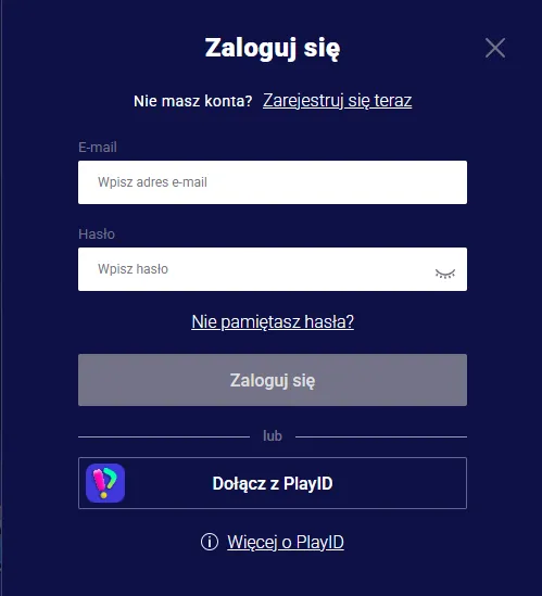 Formularz logowania do konta Frumzi z polem hasła