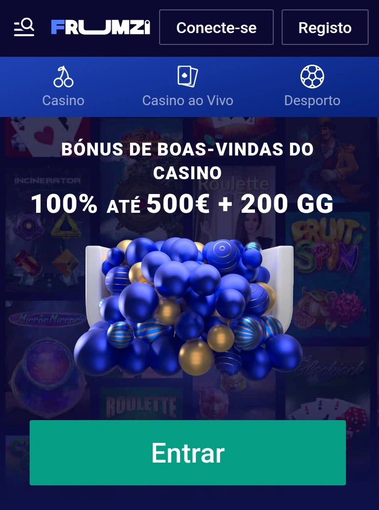 Página móvel do Frumzi no navegador
