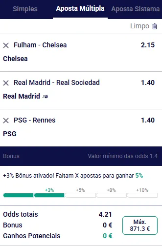 Função Cash Out no boletim de apostas