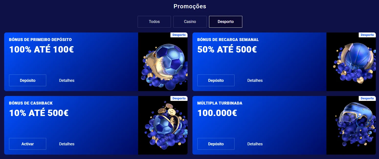 Promoções desportivas e bónus do Frumzi