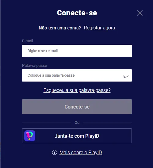 Área de início de sessão da conta Frumzi