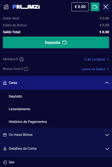 Informação sobre a experiência móvel Frumzi