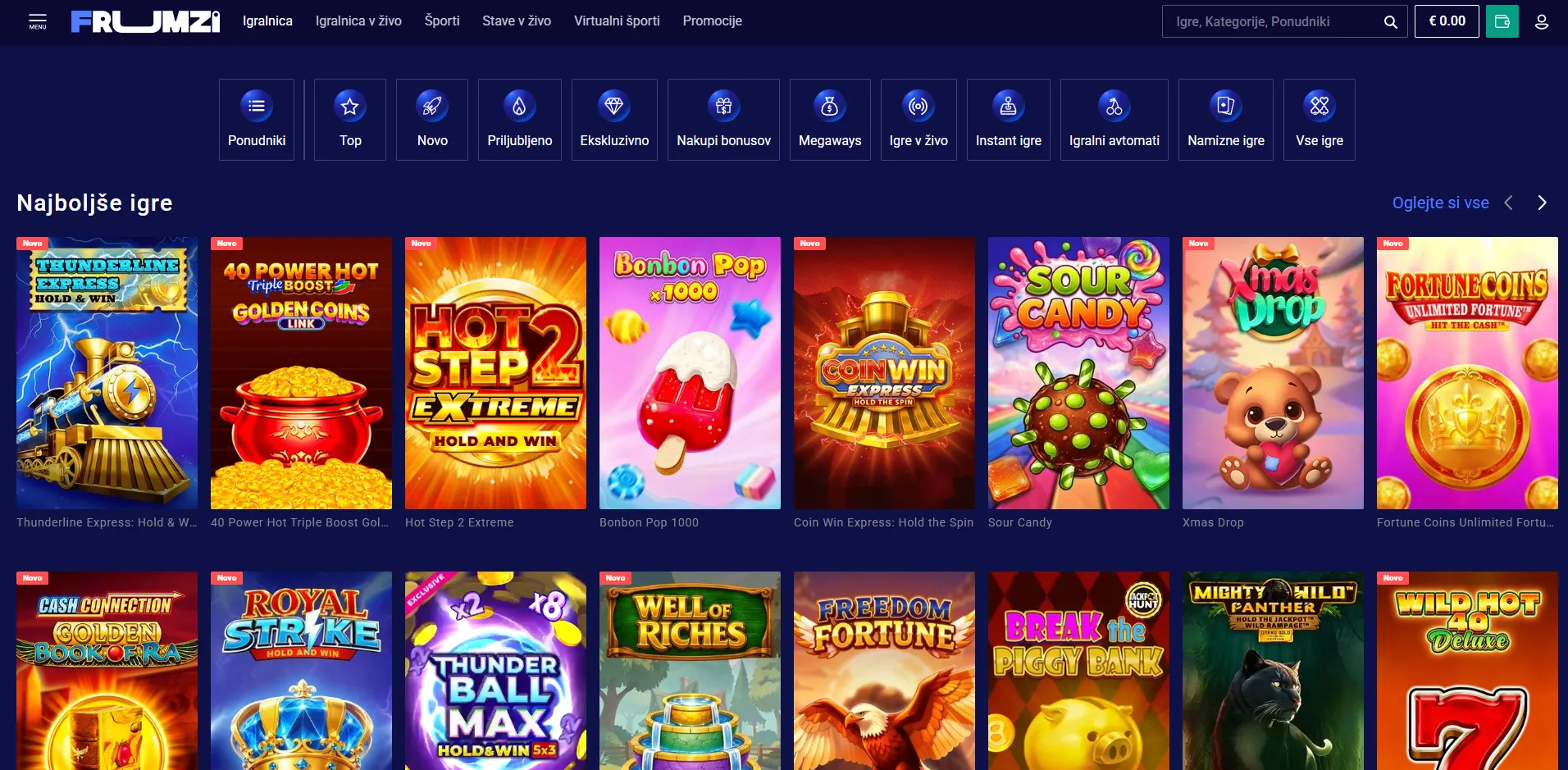 Izbor iger v casinoju Frumzi