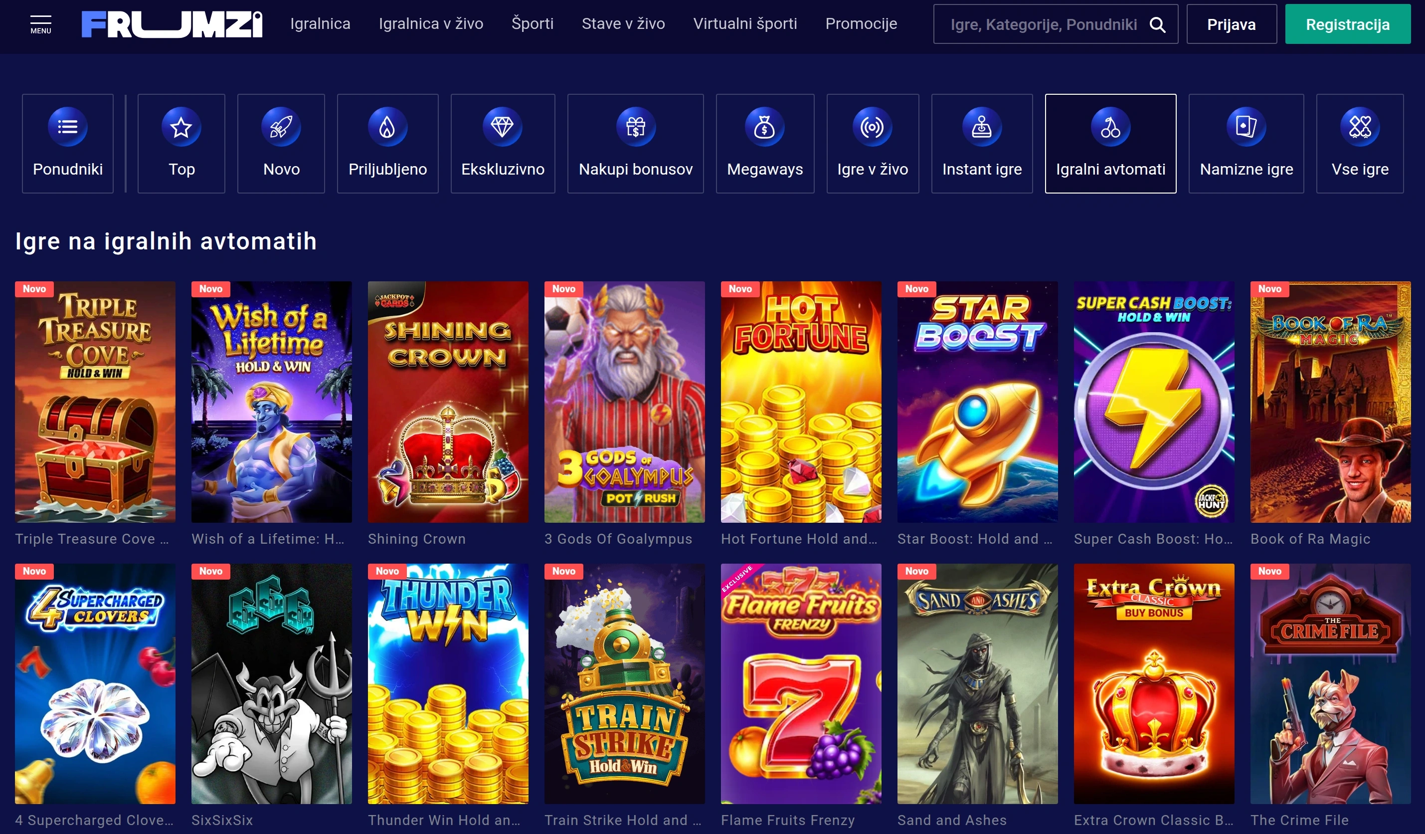 Kartice igralnih avtomatov v casinoju Frumzi