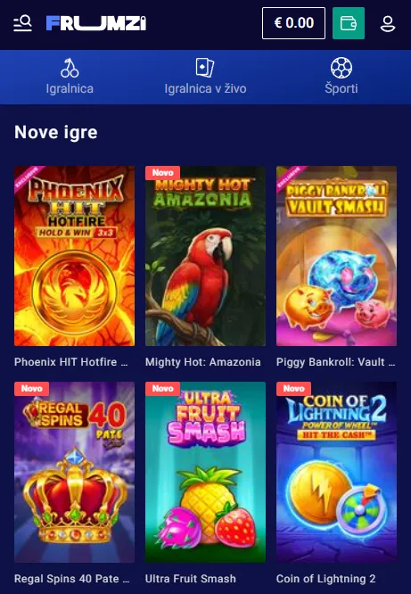 Mobilni prikaz kazinoja Frumzi
